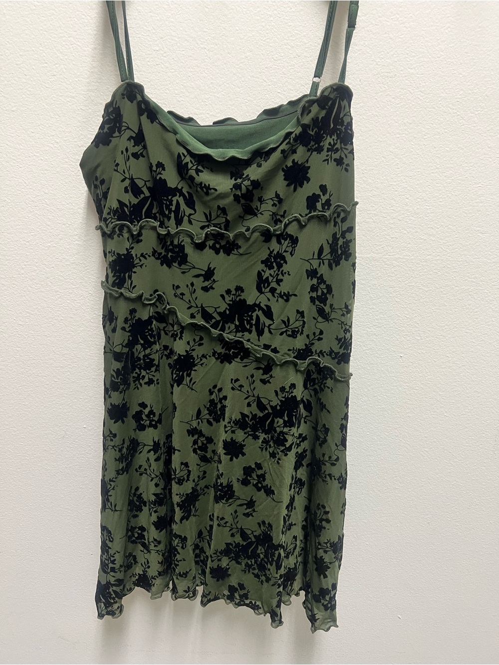 Cider Olive Green and Black Floral Midi Slip Skirt